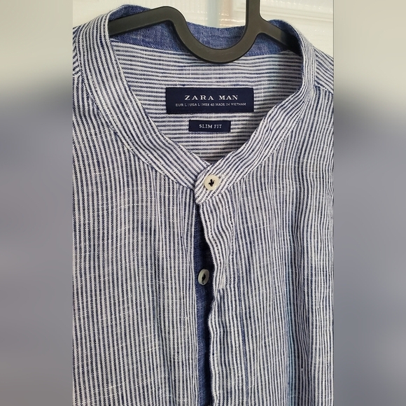 Zara Man 100% Linen Button Up Shirt Size Large - Picture 2 of 6